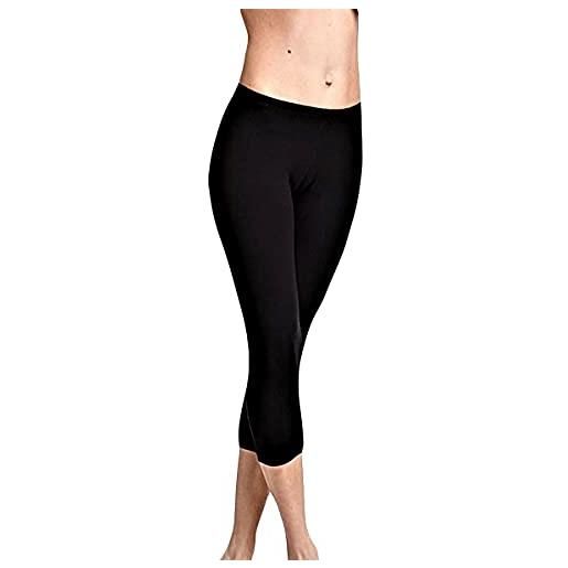 JADEA 2 leggings pantacollant capri donna 4266 morbido cotone elasticizzato, nero, l