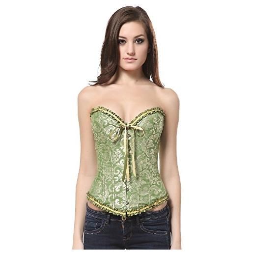 SZIVYSHI corsetto da donna verde in pizzo taglia xs - corsetto superiore di moda per matrimoni e altre occasioni