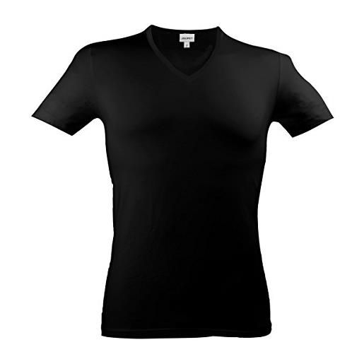 JULIPET iper t-shirt scollo a v profondo cotone elasticizzato (7 3xl it56, nero)