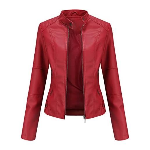 Peuignao giacca similpelle donna giubbotto ecopelle giubbino ecopelle giacca biker jacket donna giubbotto similpelle faux leather jacket donna giacche ecopelle giacca bikers finta pelle donna curvy cammello m