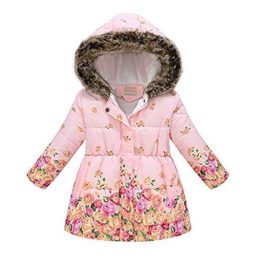 Generic giacca bimba invernali cappotto invernale per ragazze con cappuccio bambini invernale piumino floreale autunno inverno cappotti caldo giacche per 2-7 anni - cappotti e giacche per (pink, 4-5 anni)