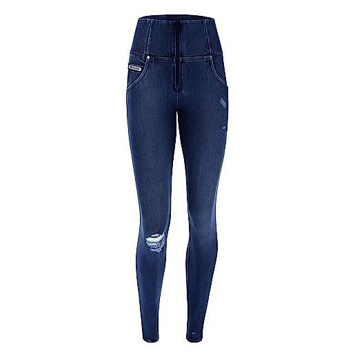 FREDDY - jeans push up wr. Up® vita alta in denim navetta ecologico con strappi, denim scuro, large