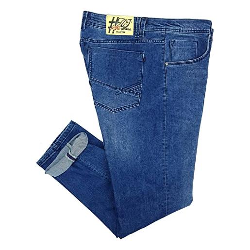 Alfio jeans uomo slim fit taglie forti denim elasticizzati 54 56 58 60 62 64 66 68 70 (64 - denim)