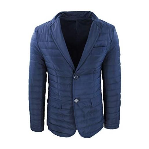 AK collezioni giacca piumino uomo casual blu scuro giubbotto 100 grammi elegante slim fit (m)