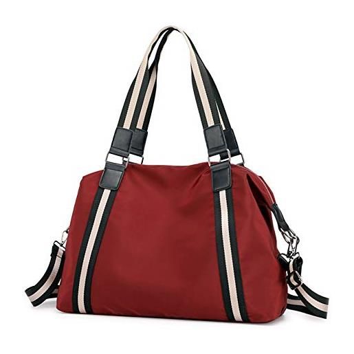 POPOTI borsa tracolla da donna, borsa spalla portafoglio impermeabile nylon borsa a mano zaino tote multifunzione scuola tasca messenger crossbody bag (rosso)