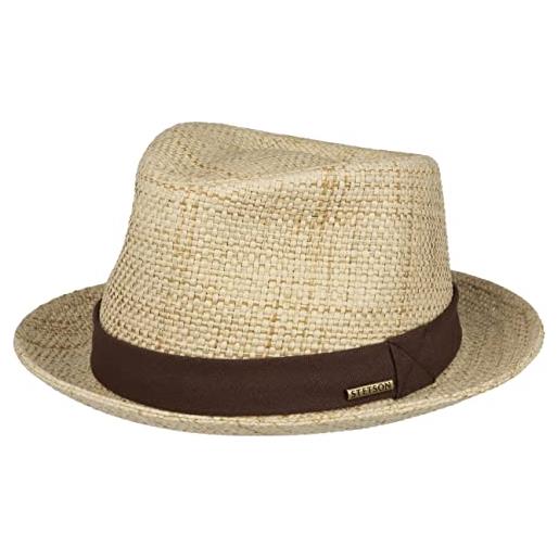Stetson cappello di paglia toyo player donna/uomo - cappelli da spiaggia sole con fodera primavera/estate - xl (60-61 cm) natura