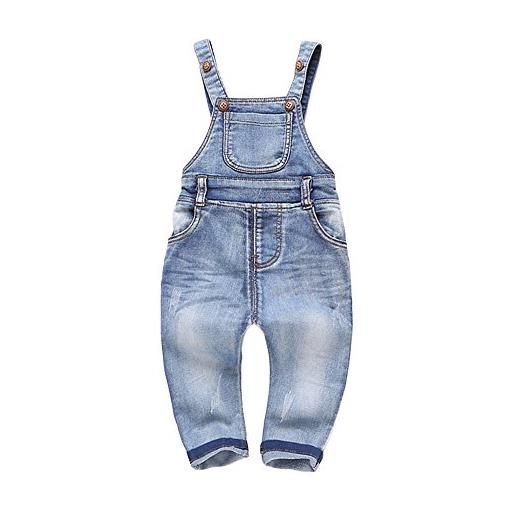 KIDSCOOL SPACE salopette di jeans per bebè e bambine, salopette da lavoro in jeans, azzurro, 12-18 mesi