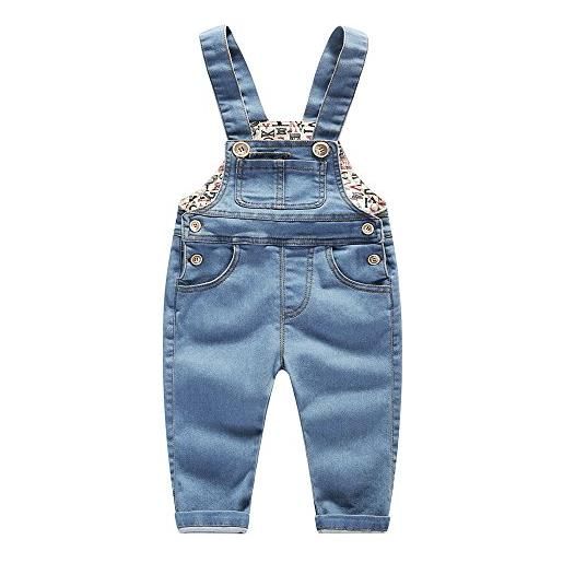 KIDSCOOL SPACE salopette di jeans per bebè e bambine, salopette da lavoro in jeans, azzurro, 3-4 anni