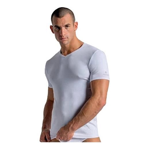 Navigare 3 t-shirt cotone elasticizzato scollo a punta mezza manica art. 571 bianco e colorato e nero (6/xl, nero)