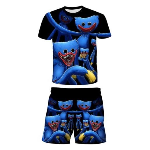 East-hai-buy ragazzi pigiama set anime cartoon 3d abiti manica corta top pantaloncini tuta sportiva bambini t-shirt abbigliamento