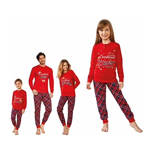 Enrico Coveri pigiama di natale famiglia, pigiama invernale in caldo cotone, fantastica idea per il tuo regalo di natale, disponibile uomo donna bambino bambina (6131 pigiama donna rosso, m)