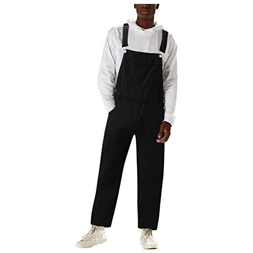 Beokeuioe salopette da uomo per il tempo libero, alla moda, salopette da uomo, jeans 90, salopette da uomo, alla moda, salopette da uomo, a nero, xxxl