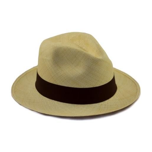 Tumia LAC tumia - cappello panama in stile fedora originale - arrotolabile - tessuto a mano. 54cm. 