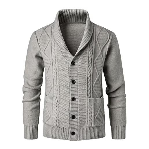 Btmpmcs maglione cardigan da uomo con collo sciallato giacca lavorato a maglia invernale caldo maglia a maniche lunghe morbido vintage cappotto pullover con bottoni e tasche