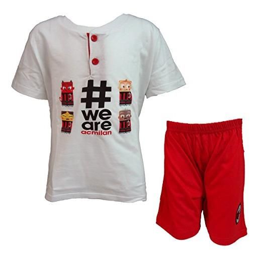 AC Milan pigiama bambino corto mezza manica prodotto ufficiale art. Mi16046 (bianco, 5 anni)