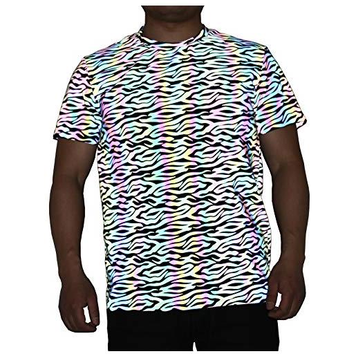 NewL - maglietta da uomo con motivo arcobaleno riflettente grigio m