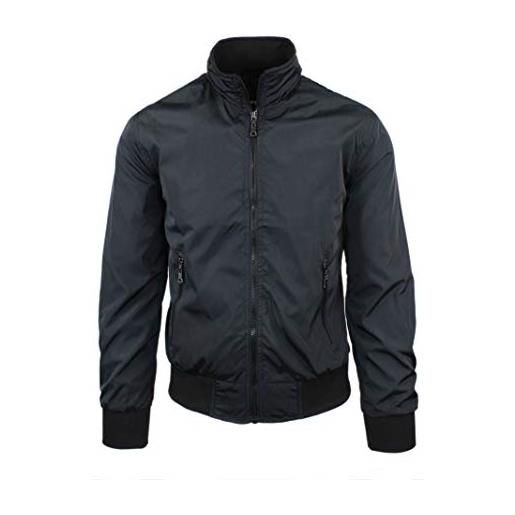Ciabalù giacca a vento uomo impermeabile slim fit giubbotto leggero corto blu nero verde bianco (nero, 3xl)