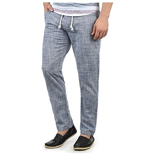 BLEND bonavo pantaloni di lino pantaloni panno da uomo in cotone 100% regular- fit, taglia: xl, colore: black (70155)