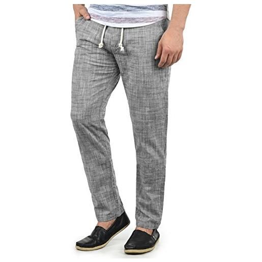 BLEND bonavo pantaloni di lino pantaloni panno da uomo in cotone 100% regular- fit, taglia: l, colore: granite (70147)