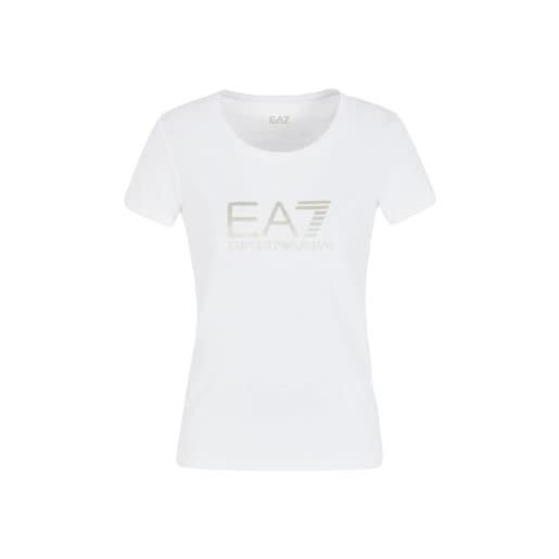 Emporio Armani ea7 t-shirt maniche corte donna in cotone stretch, linea shiny - 8ntt68 (xs, cashmere rose)