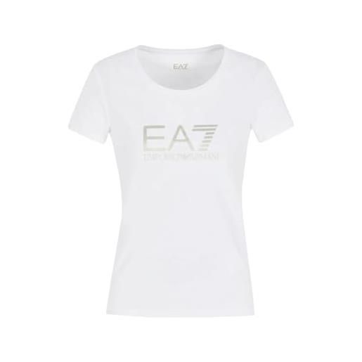 Emporio Armani ea7 t-shirt maniche corte donna in cotone stretch, linea shiny - 8ntt68 (xs, cashmere rose)