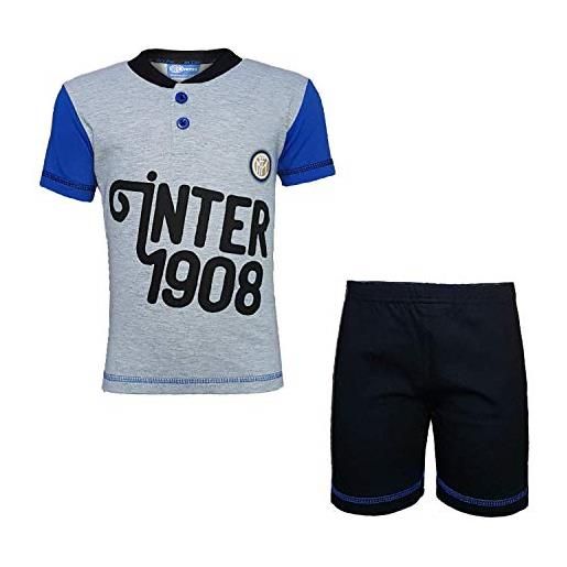 FC INTER pigiama bambino mezza manica in cotone prodotto ufficiale art. In16053 (7 anni, grigio)