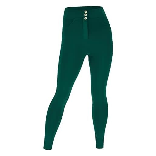 FREDDY - pantaloni push up wr. Up® curvy vita media traspiranti, verde, large