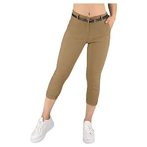 JOPHY & CO. pantalone donna chino 3/4 con cintura (cod. 3013) (camel, s)