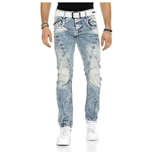 Cipo & Baxx w30 l34 - jeans da uomo regular fit used denim streetwear blu 29w x 32l
