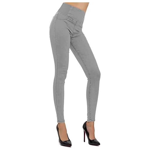 Toocool - jeans donna pantaloni skinny vita alta elasticizzati cintura w0330 [xs, sj657 nero]