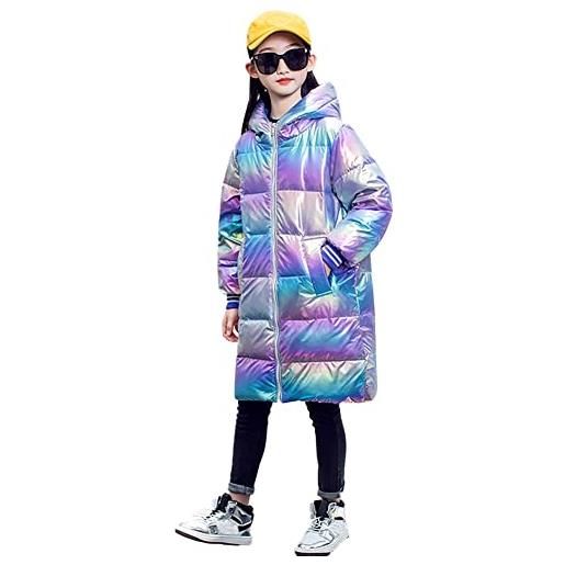 YFPICO giacca invernale bambina lucido addensato piumino con cappuccio giacca invernale ragazza parka lungo caldo cappotto