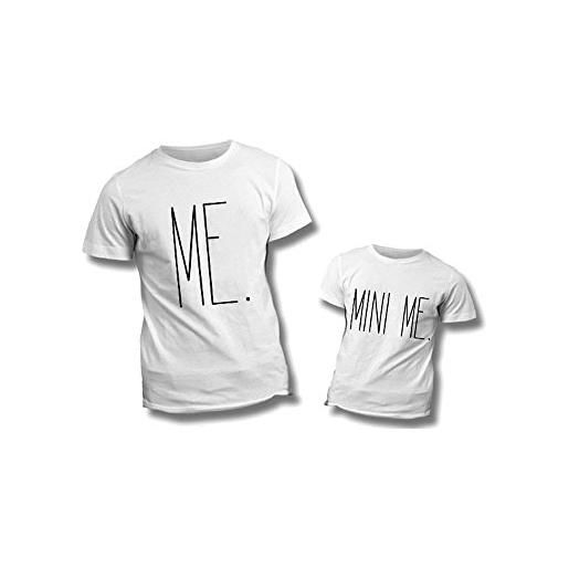 Altra Marca coppia di t-shirt bianche personalizzate per padre e figlio magliette per la festa del papà mini me - uomo m bimbo 7-8 anni