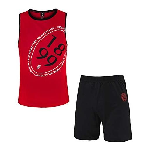Sicem pigiama homewear uomo milan ss2021 prodotto ufficiale cotone - 2 modelli (rosso art. 107 - s)