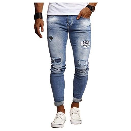 Leif Nelson jeans da uomo pantaloni jean ln-9280 blu w31/l32