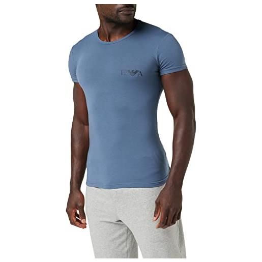 Emporio Armani 2-pack t-shirt slim fit bold monogram, camicia uomo, blu marino, ferro, m