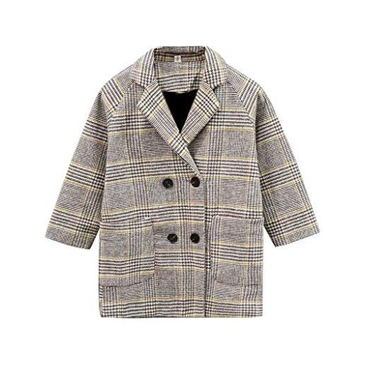 Jimmackey- Bambino jimmackey cappotti bambina invernali eleganti cappotto griglia giacca manica lunga trench giacca neonato cappotto ragazze invernale