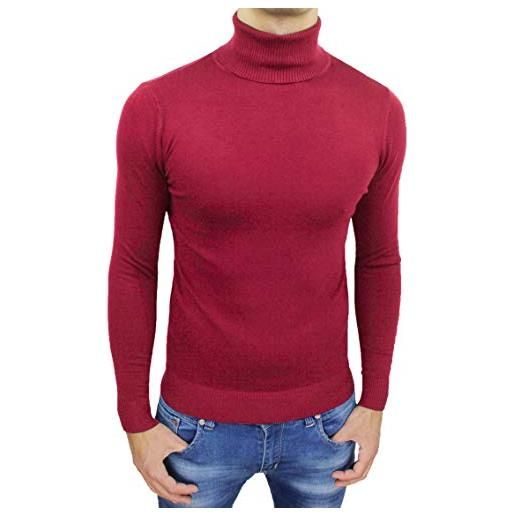Evoga maglione dolcevita uomo rosso casual maglioncino pullover invernale (rosso, xs)