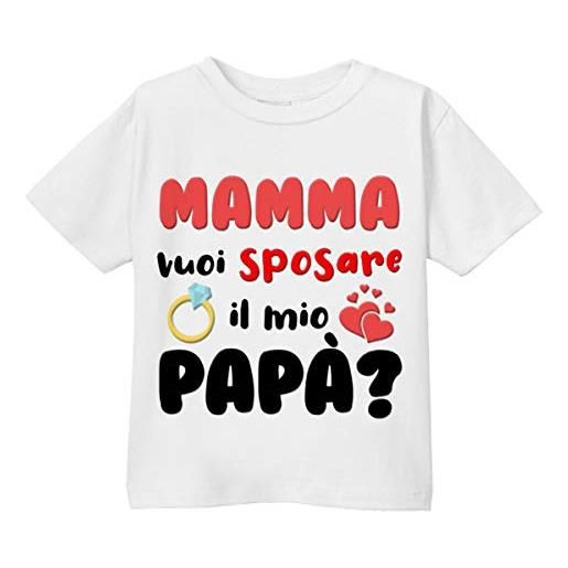 Gattablu t-shirt bimbo o bimba mamma vuoi sposare il mio papà?Richiesta di matrimonio a sorpresa, idea regalo per dichiarazione d'amore!(9-10 anni)