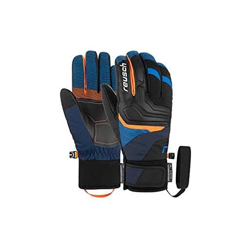 Reusch strike r-tex guanti da sci extra caldi, impermeabili e traspiranti, blu/arancione, 8 uomo