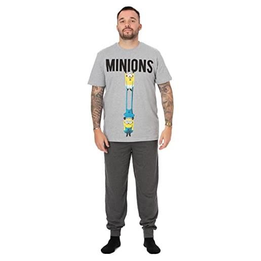 Minions animation pigiama da uomo | character lounge pantaloni e t-shirt grigio pj set | abbigliamento da notte regali per lui fan merchandise