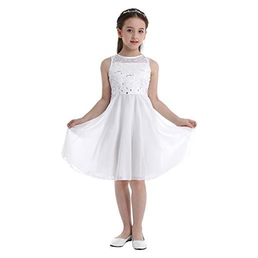 Freebily vestito bambina elegante lungo abito cerimonia ragazza bianco con pizzo floreale vestito da principessa abito da sposa damigella matrimonio festa di compleanno avorio 8 anni