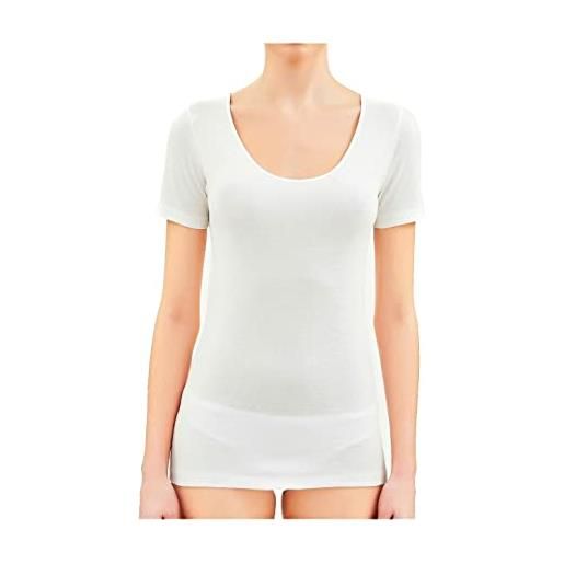 Generico maglietta intima donna lana cotone 3-5 pezzi maglia donna mezza manica maglietta intima donna invernale (3 pezzi bianco lana 1027, 3)