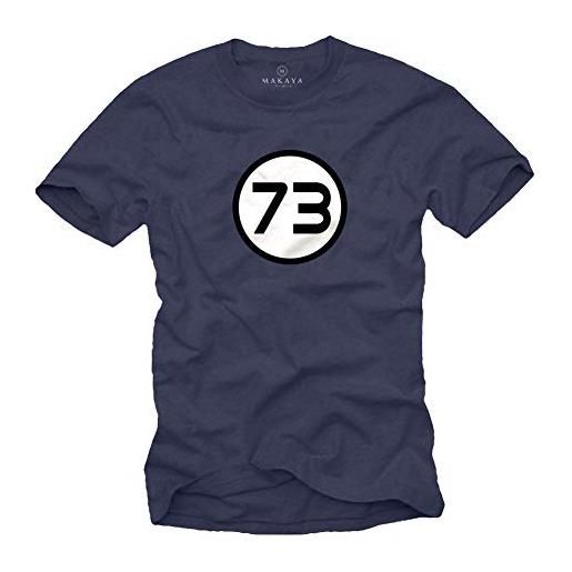 MAKAYA maglietta sheldon uomo - numero divertenti magico 73 t-shirt regali matematica theory maglia blu taglia forti xl