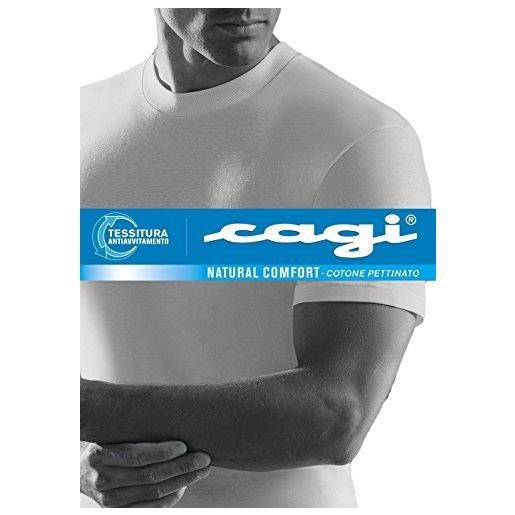 CAGI 6 t-shirt uomo manica corta 1306 bianco giro alto 100% cotone con profumatore saggio