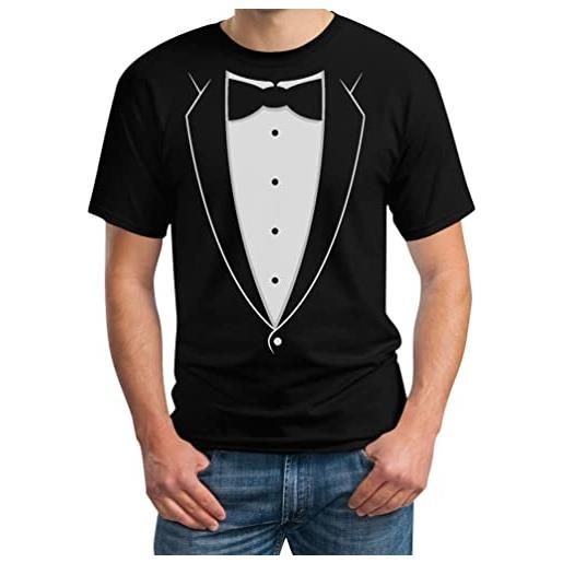 Shirtgeil maglietta uomo papillon da smoking stampato nero t-shirt uomo x-large nero