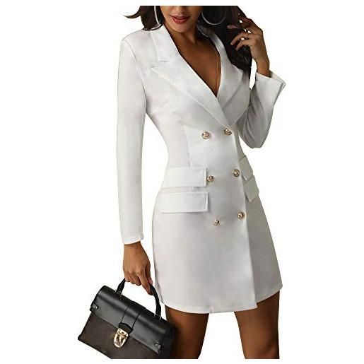 Onsoyours blazer donna elegante casual giacche da abito slim fit manica 3/4 s-xxl a bianco m