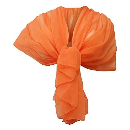 L.T.Preferita elegante sciarpa tinta unita in crepon di viscosa foulard sciale, donna coprispalle stola cerimonia (giallo)