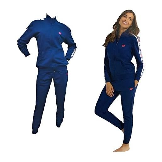 Lotto tuta donna in felpa estiva - tuta donna completa - sportiva - leggera morbida per il tuo massimo comfort (5010 nero, l)