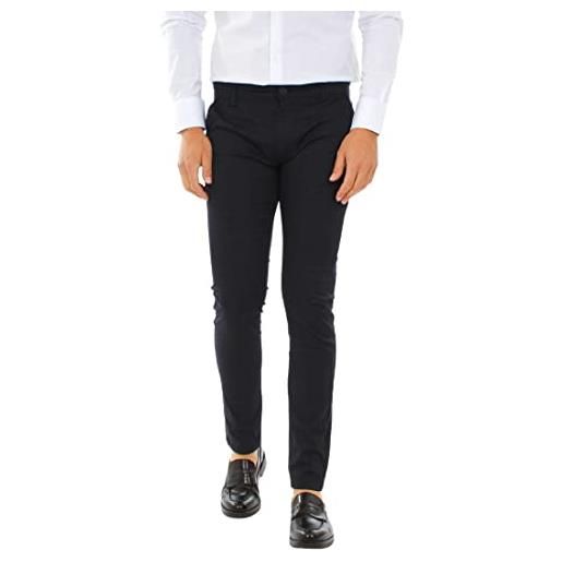 Ciabalù pantaloni uomo eleganti in cotone a quadri slim fit elasticizzati pantalone chino leggero scozzese (grigio, 48)