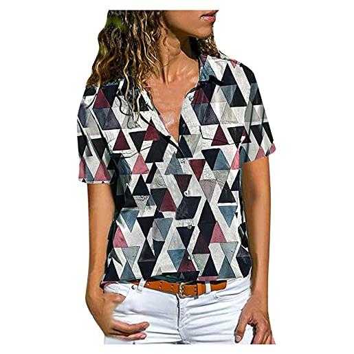 Xmiral camicia donna camicetta in chiffon donna casual camicia scollo a v tinta unita maniche lunghe elegante (m, 7grigio)